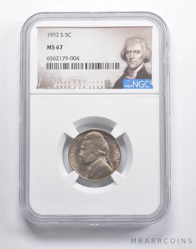MS67 1952-S Jefferson Nickel NGC a2543