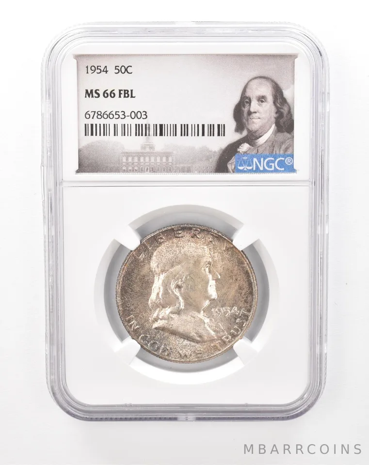 1954 Franklin Half Dollar MS66 FBL NGC Beautiful Tone *7489