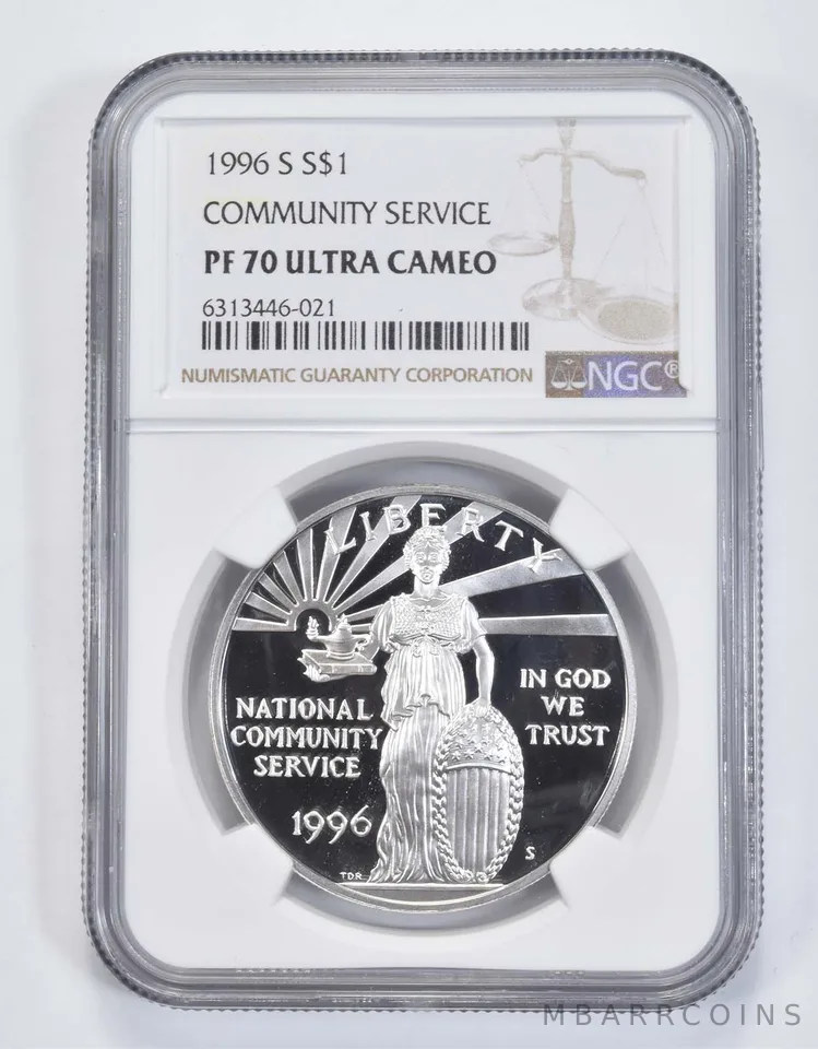 1996-S Community Service Commemorative Silver Dollar PF70 UCAM NGC