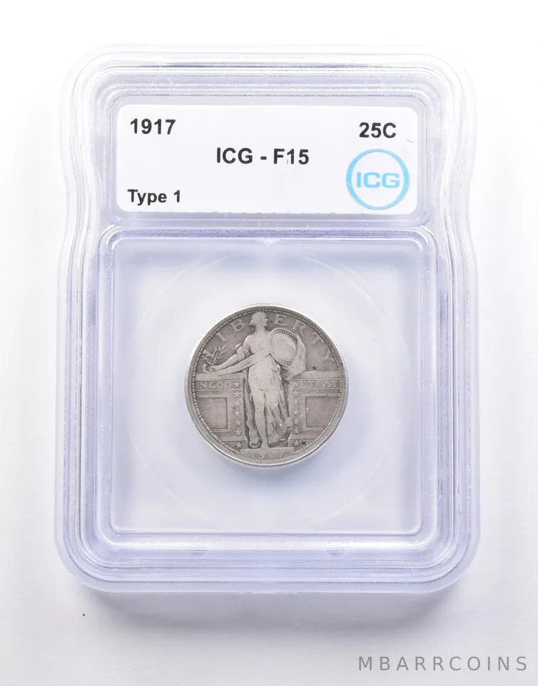 1917 Standing Liberty Quarter Type 1 F15 ICG *5200
