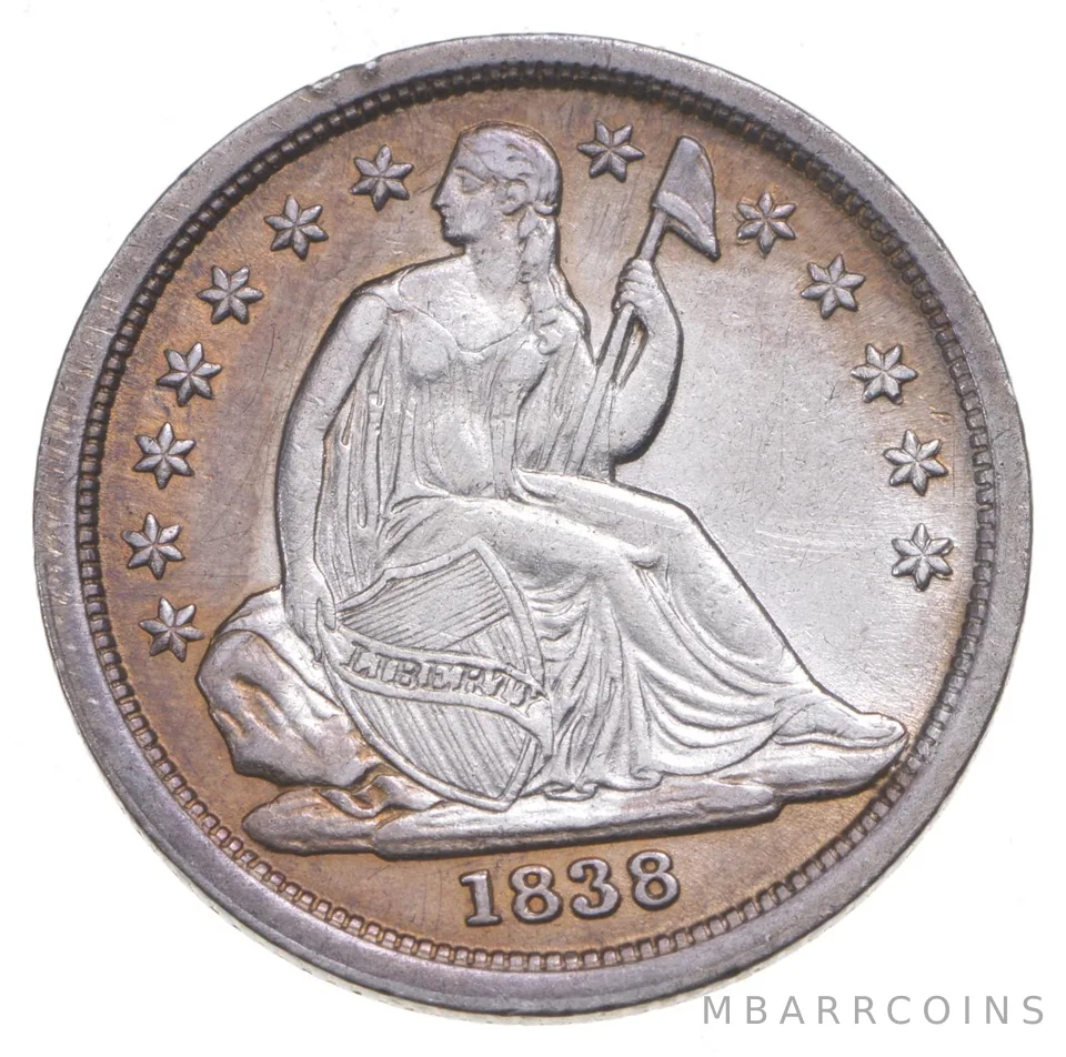 1838 Seated Liberty Dime - Large Stars a5525