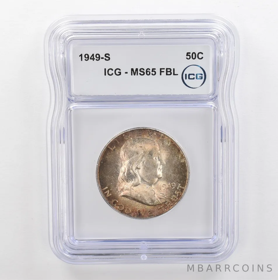 1949-S Franklin Half Dollar MS65 FBL ICG Beautiful Tone *5334