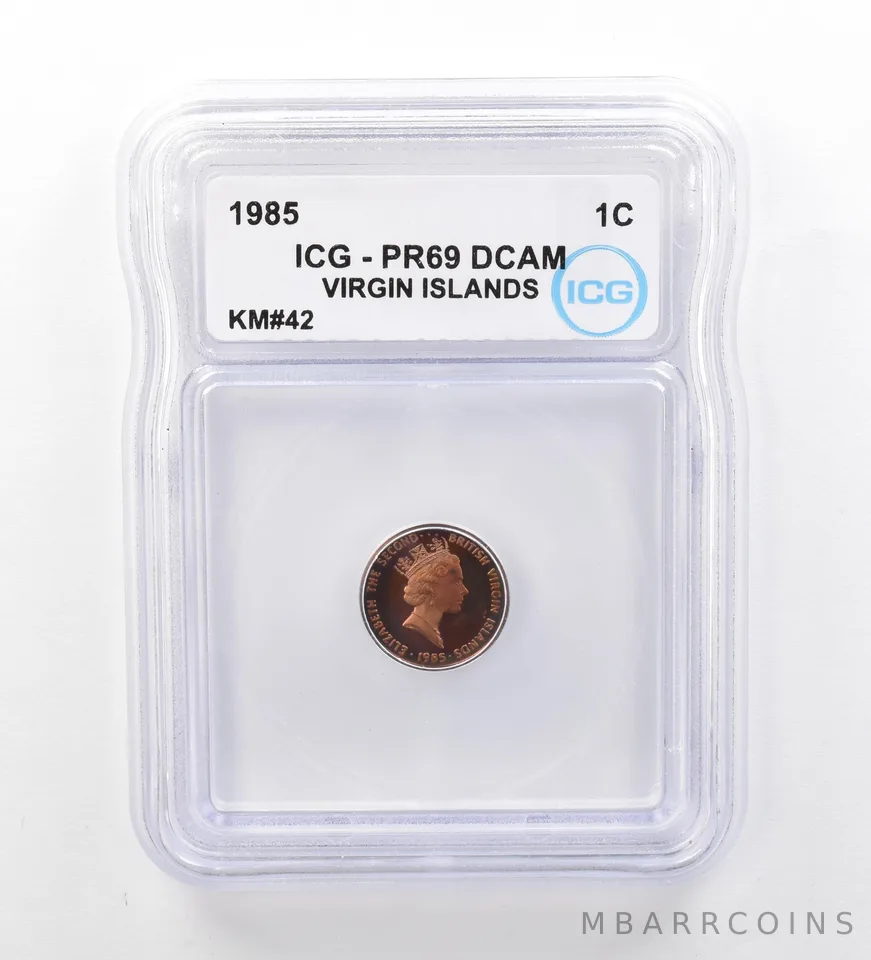 1985 Virgin Islands 1 Cent KM#42 PR69 DCAM ICG Beautiful Tone a1986