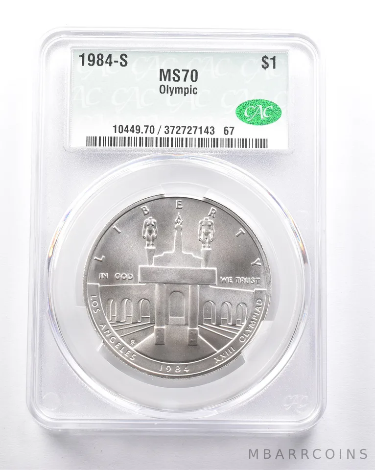 MS70 1984-S Olympic Coliseum Commemorative Dollar CAC CACG *6293