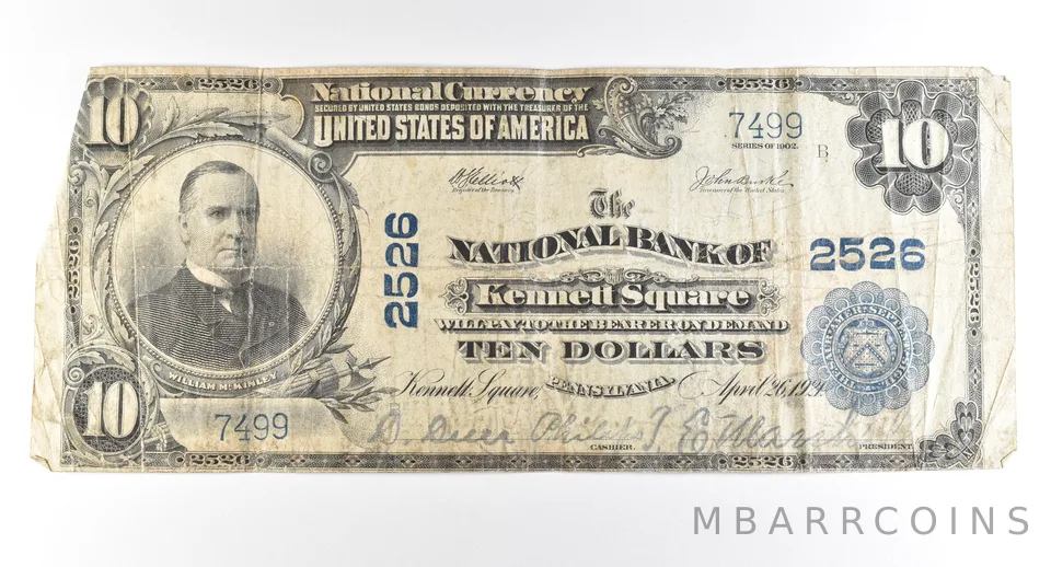 1902 $10 Kennett Square PA National Currency Ch#2526 *2779