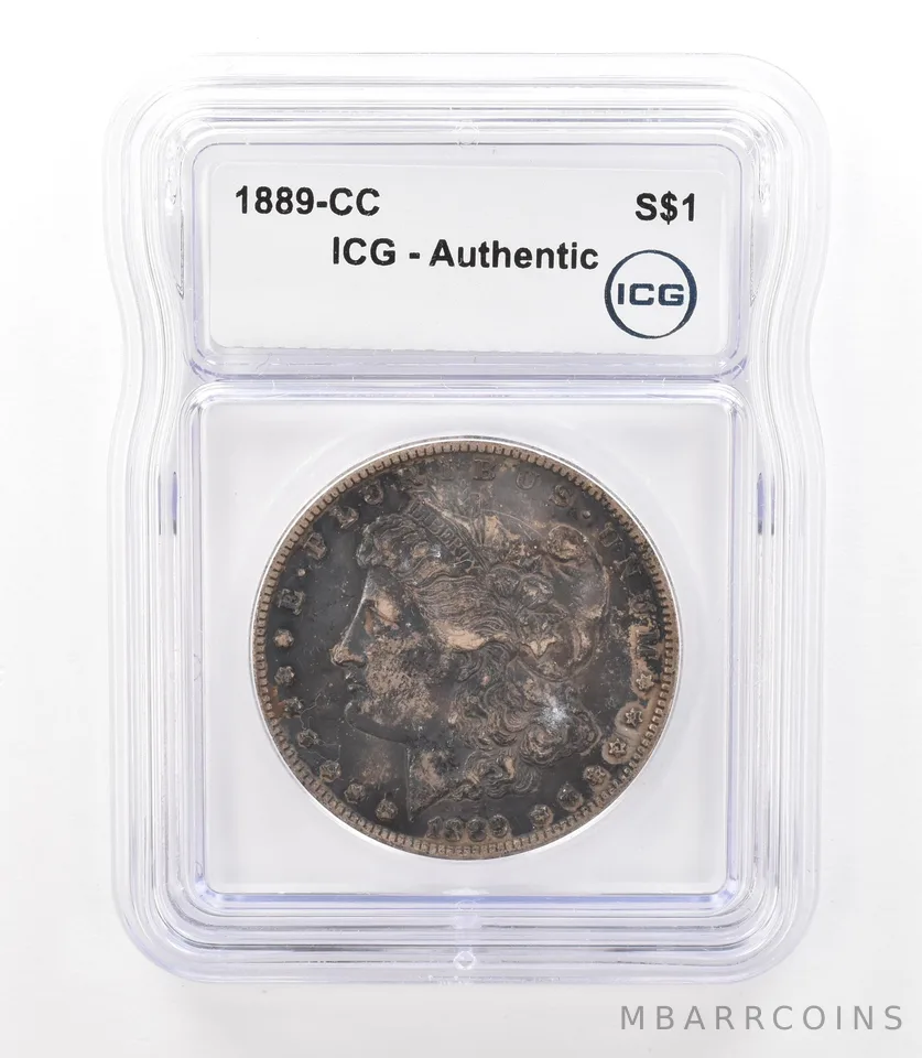 1889-CC Morgan Silver Dollar Authentic ICG Nice Tone a3137