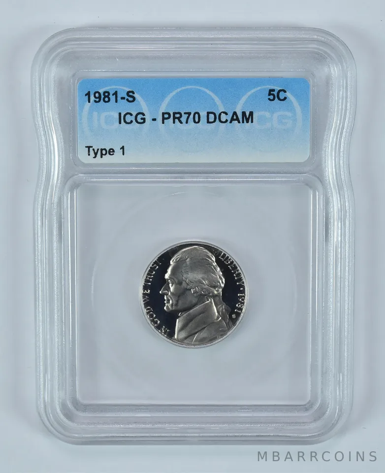 1981-S Jefferson Nickel Type 1 PR70 DCAM ICG