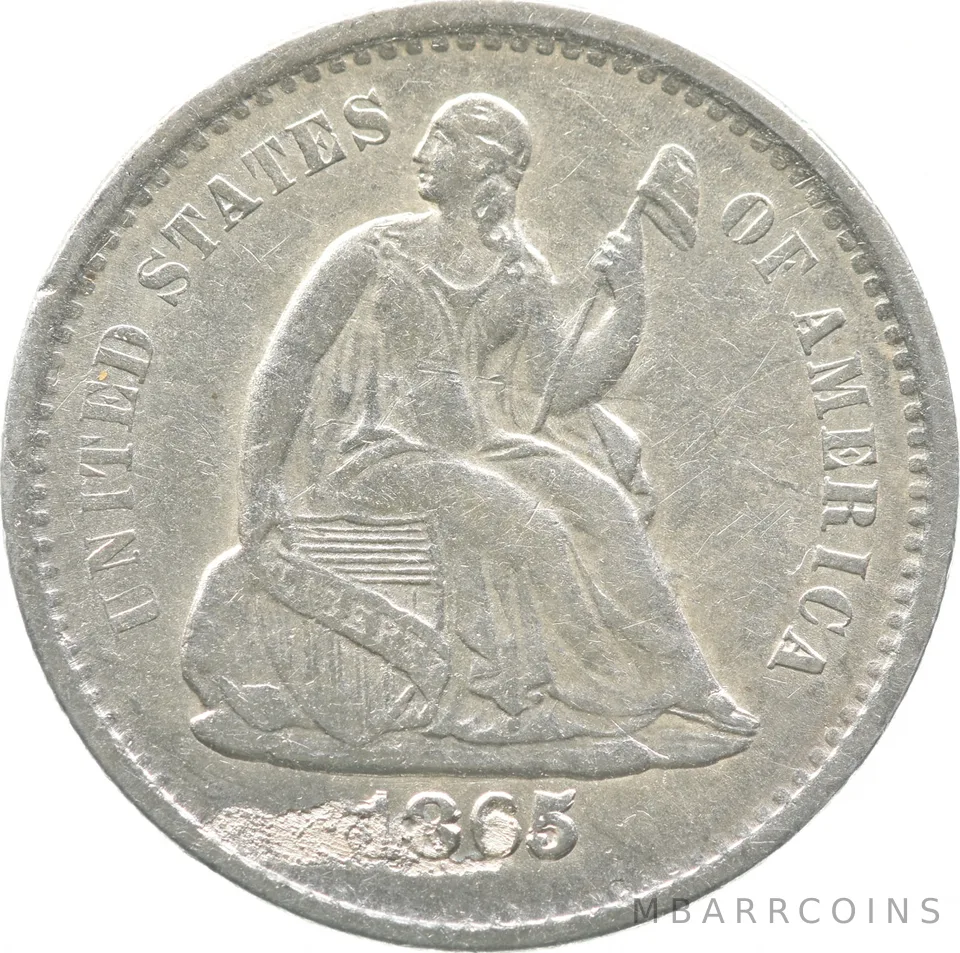 1865-S Seated Liberty Half Dime a0537