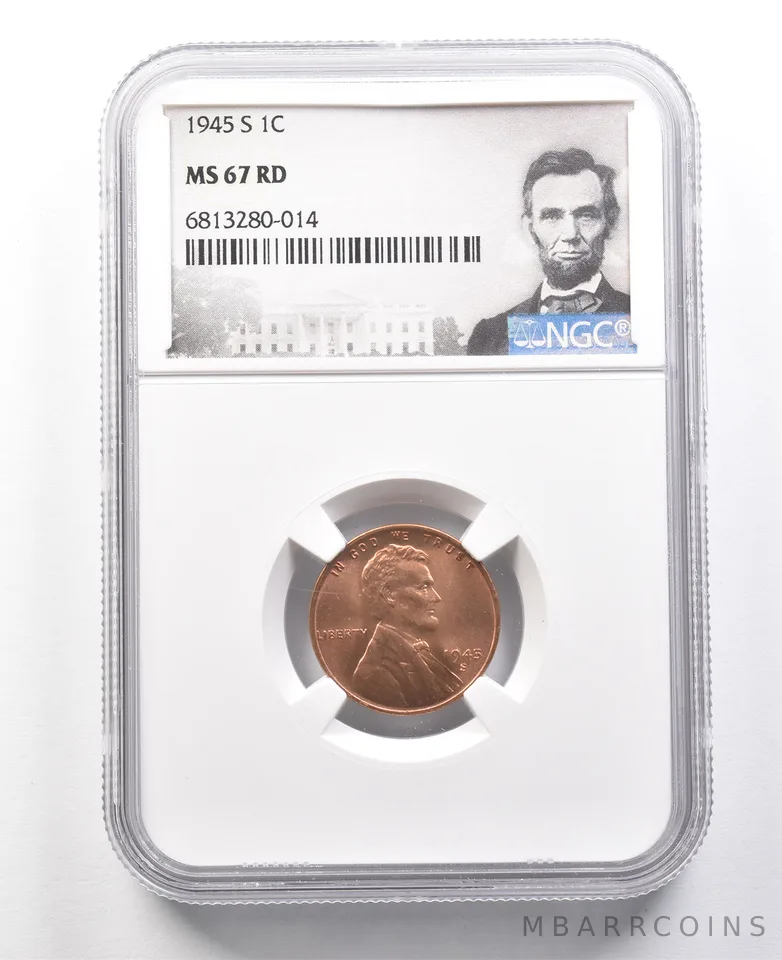 1945-S Lincoln Wheat Cent MS67 RD NGC a2963