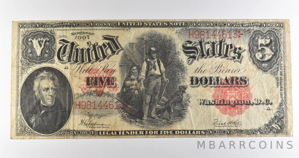 1907 $5 Legal Tender Large Note Red Seal *3529