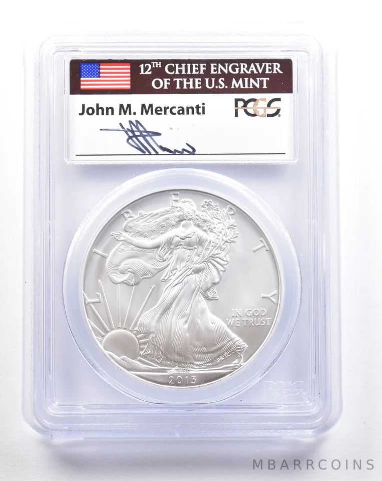 2013 American Silver Eagle First Strike Mercanti MS70 PCGS *7451
