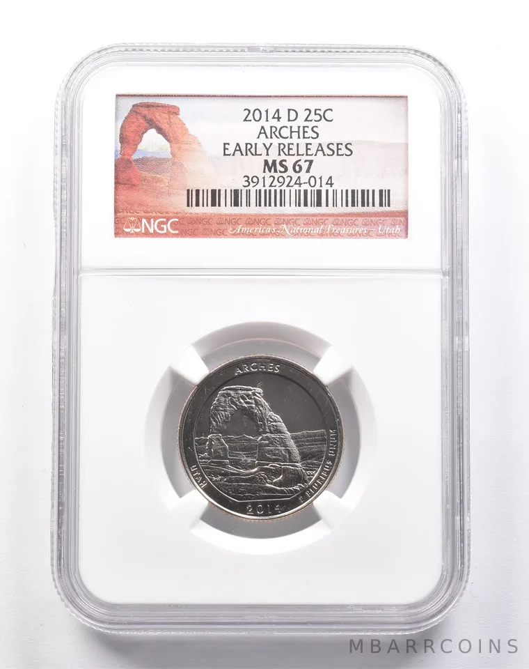 MS67 2014-D Washington Quarter Arches Early Releases NGC *6185