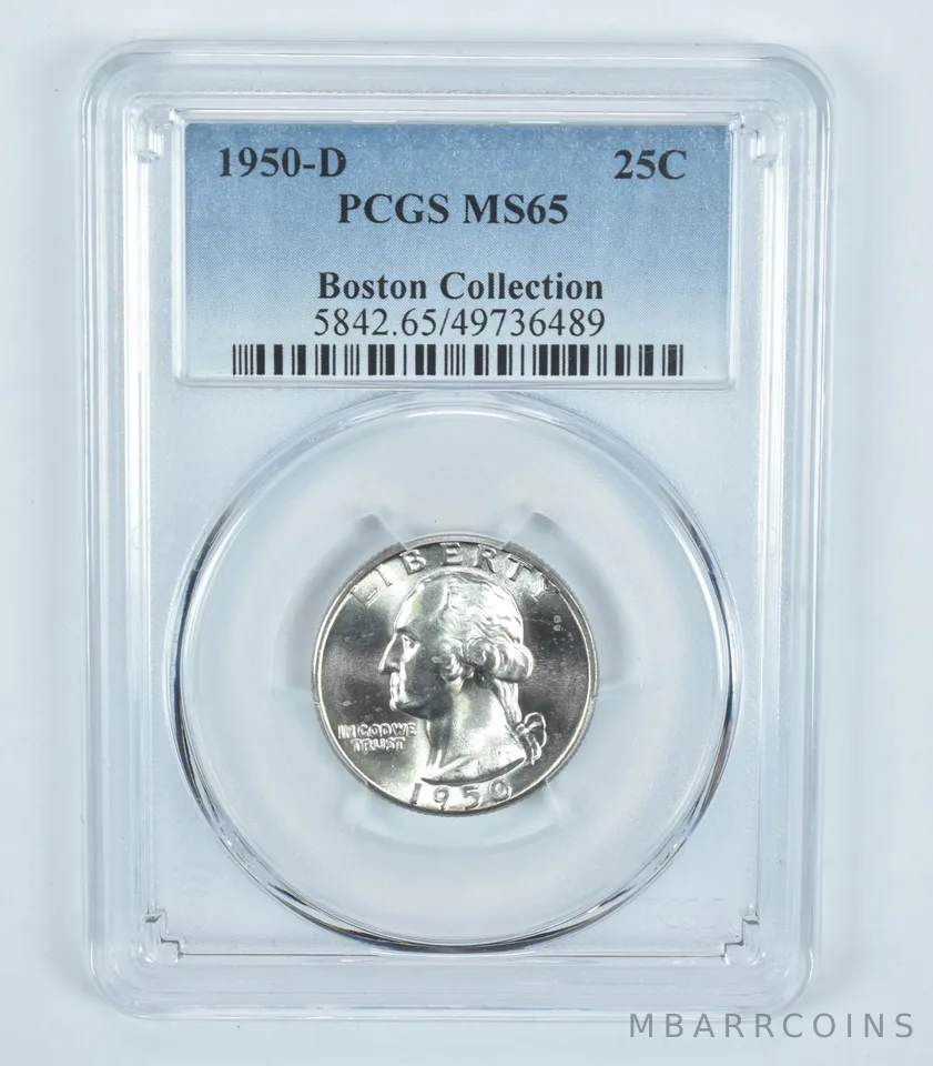 1950-D Washington Quarter Boston Collection MS65 PCGS Blue Label