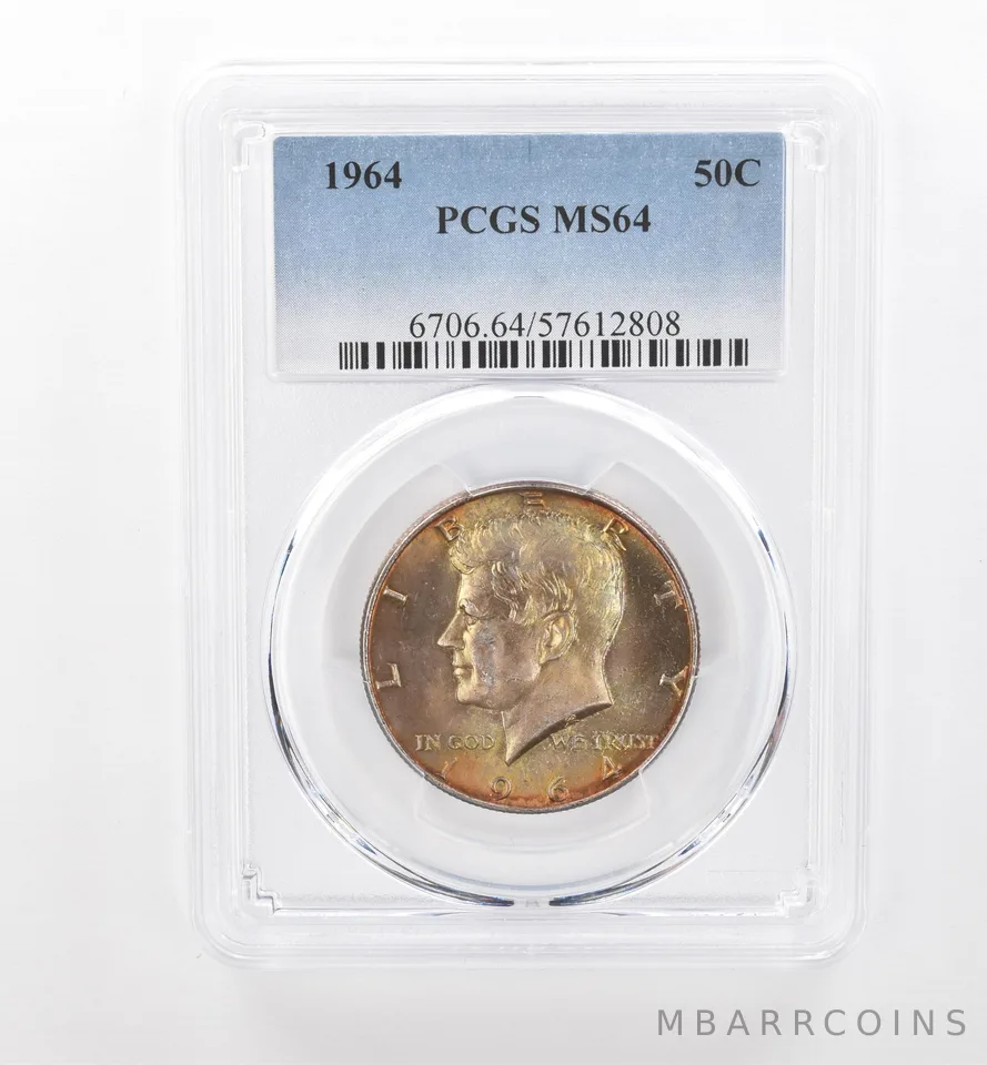1964 Kennedy Half Dollar MS64 PCGS Beautiful Tone *1863