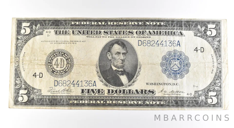 1914 $5 Cleveland OH FRN Large Note Blue Seal *2712