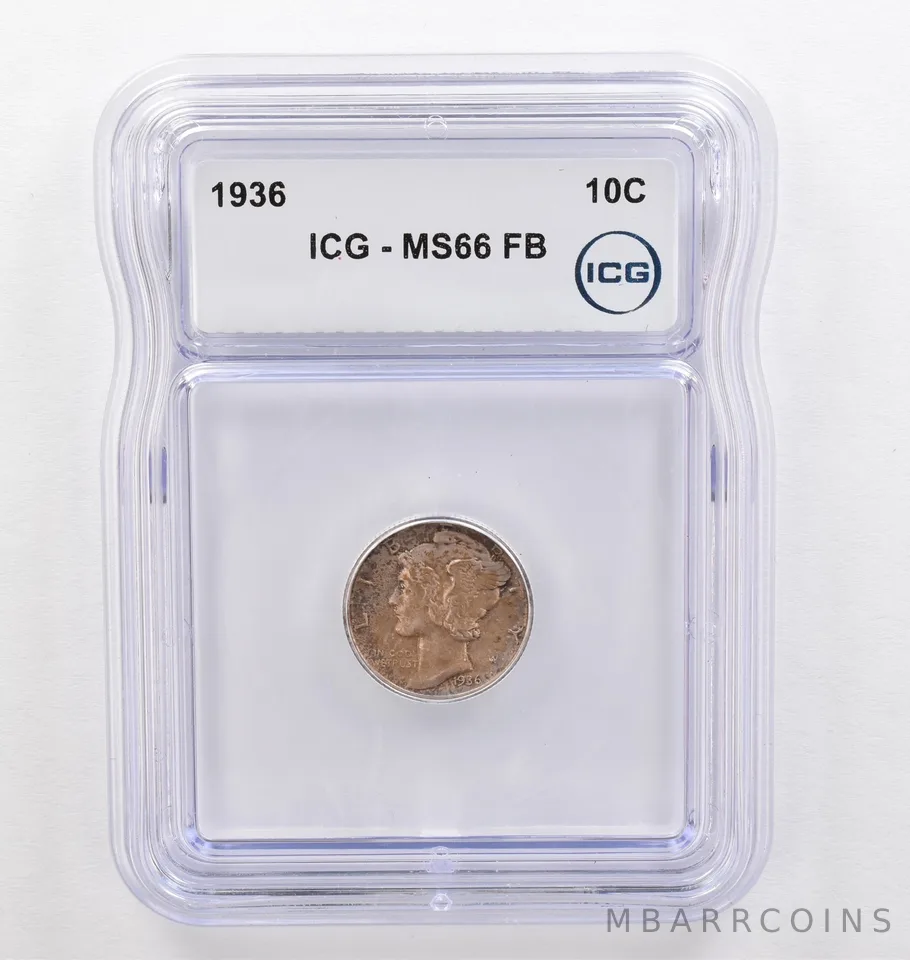 1936 Mercury Dime MS66 FB ICG Beautiful Tone *0205