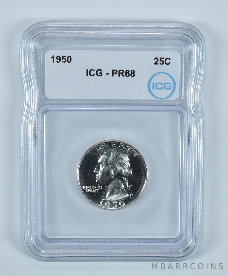 1950 Washington Quarter Silver PR68 ICG