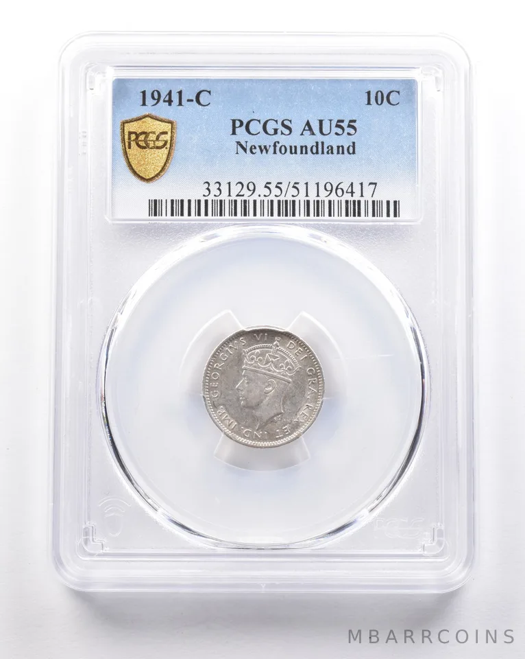 1941 C Newfoundland 10 Cents AU55 PCGS *5371