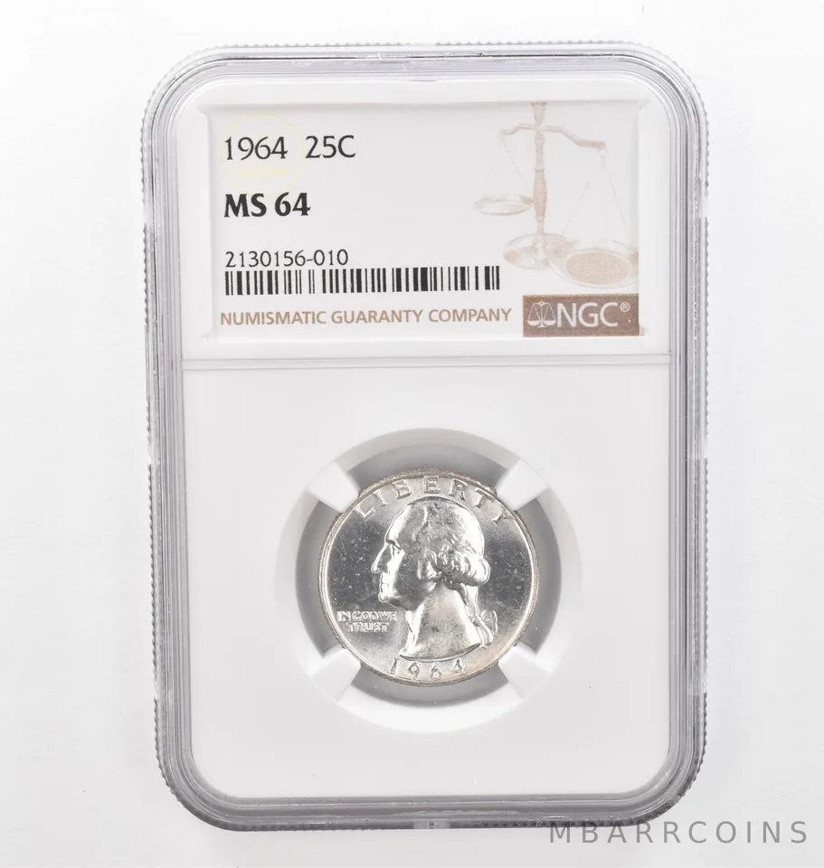 1964 Washington Quarter MS64 NGC Beautiful Tone Reverse *2255
