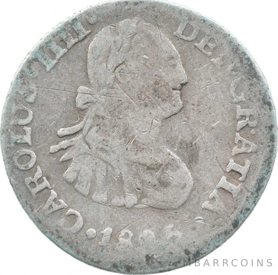 1806 Mo/TH Mexico 1/2 Real Shipwreck Coin 1.6g *9576