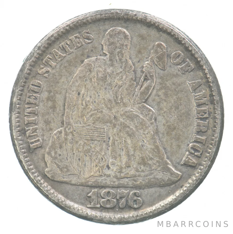 1876-CC Seated Liberty Dime Beautiful Tone *7175