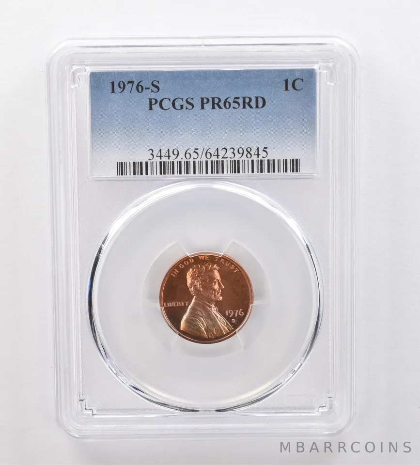 1976-S Lincoln Memorial Cent PR65 RD PCGS Beautiful Tone *2068