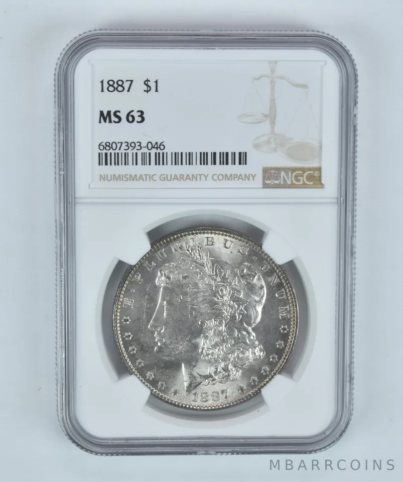 MS63 1887 Morgan Silver Dollar NGC Beautifully Toned *2215