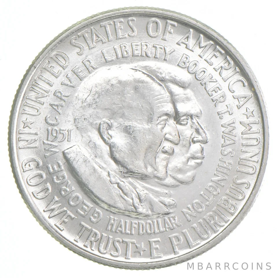 BU 1951 Carver Washington Freedom Commemorative Silver Half Dollar