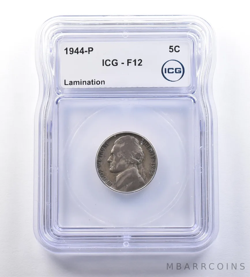 1944-P Jefferson Nickel Lamination F12 ICG *9176