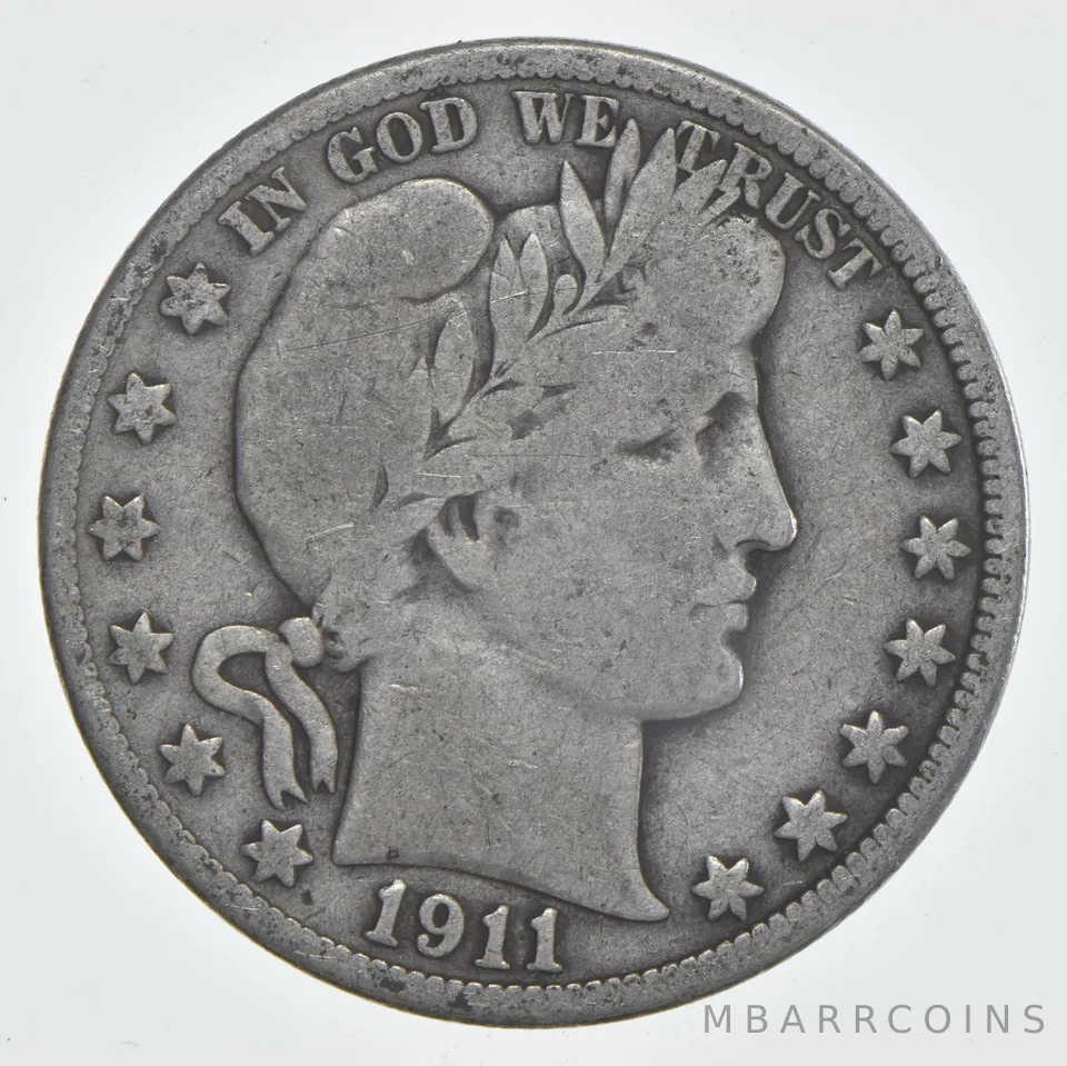 1911 (P) Barber Half Dollar 90% Silver VG Condition