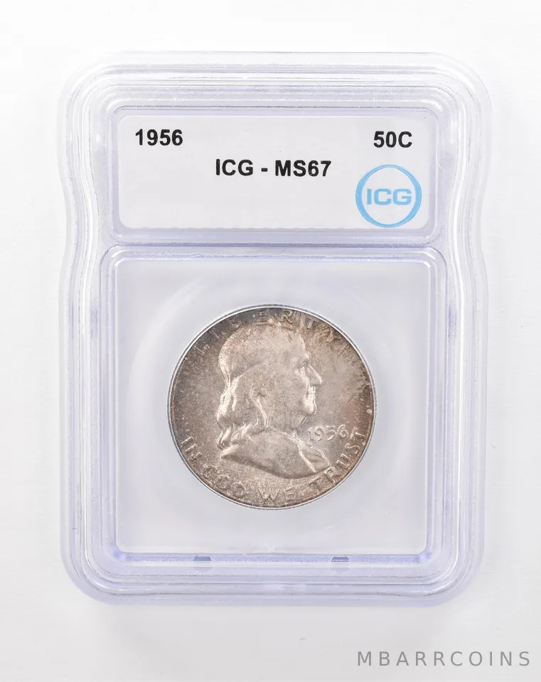 1956 Franklin Half Dollar MS67 ICG Beautiful Tone *1199