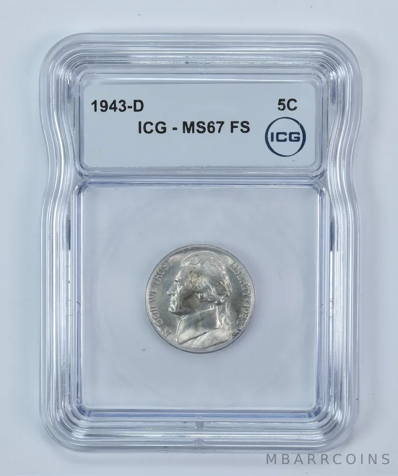 1943-D Jefferson Nickel MS67 FS ICG WTN War Silver