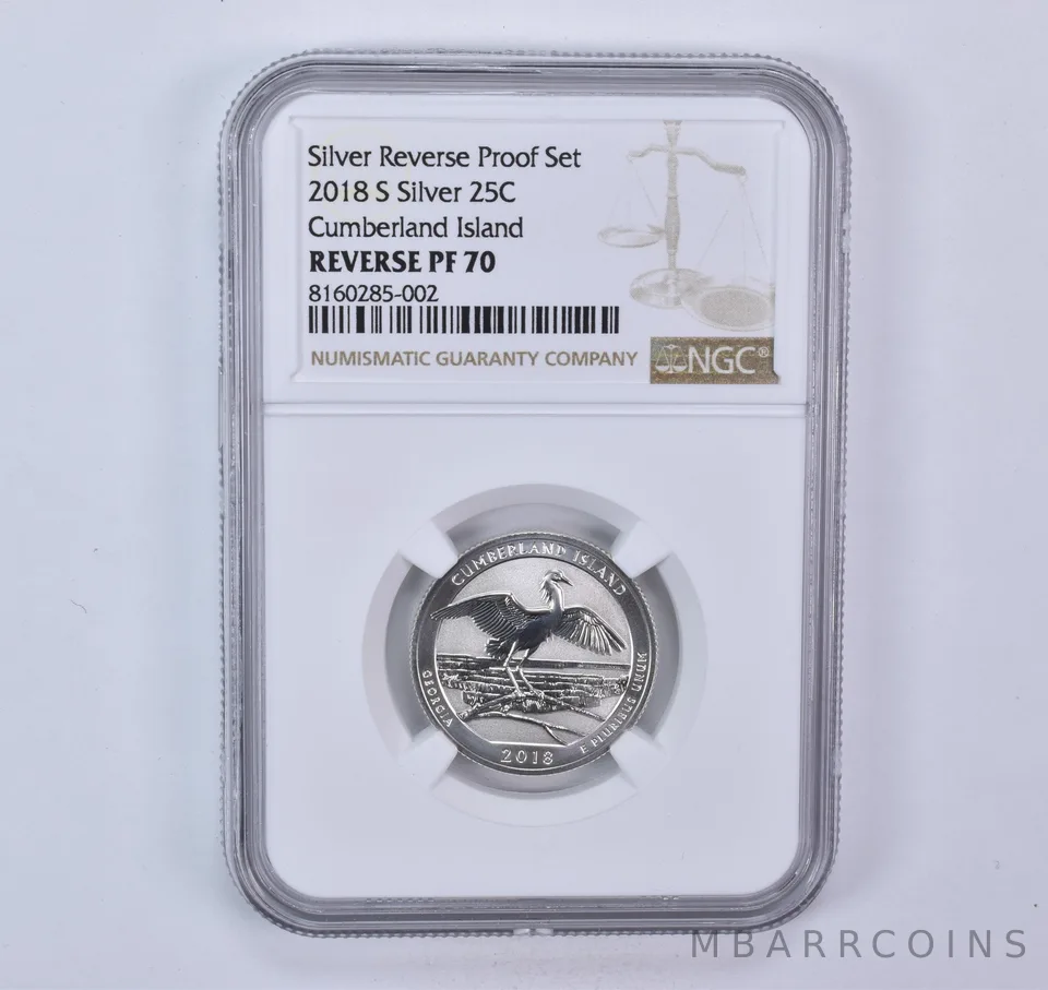 2018-S ATB Quarter Silver Cumberland Island Reverse Proof Set Reverse PF70 NGC