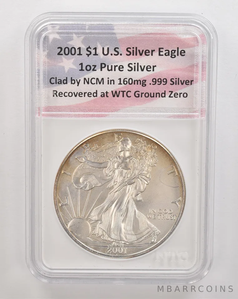 2001 American Silver Eagle WTC Ground Zero Beautiful Tone *4326