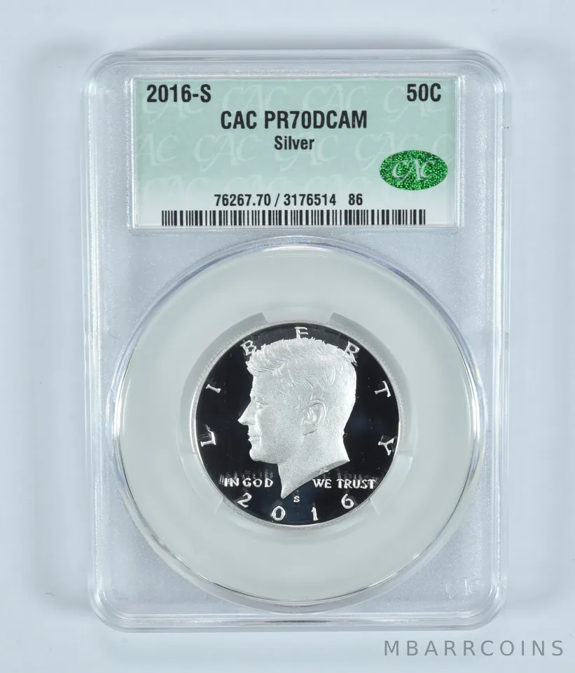 2016-S Kennedy Half Dollar Silver PR70 DCAM CAC CACg