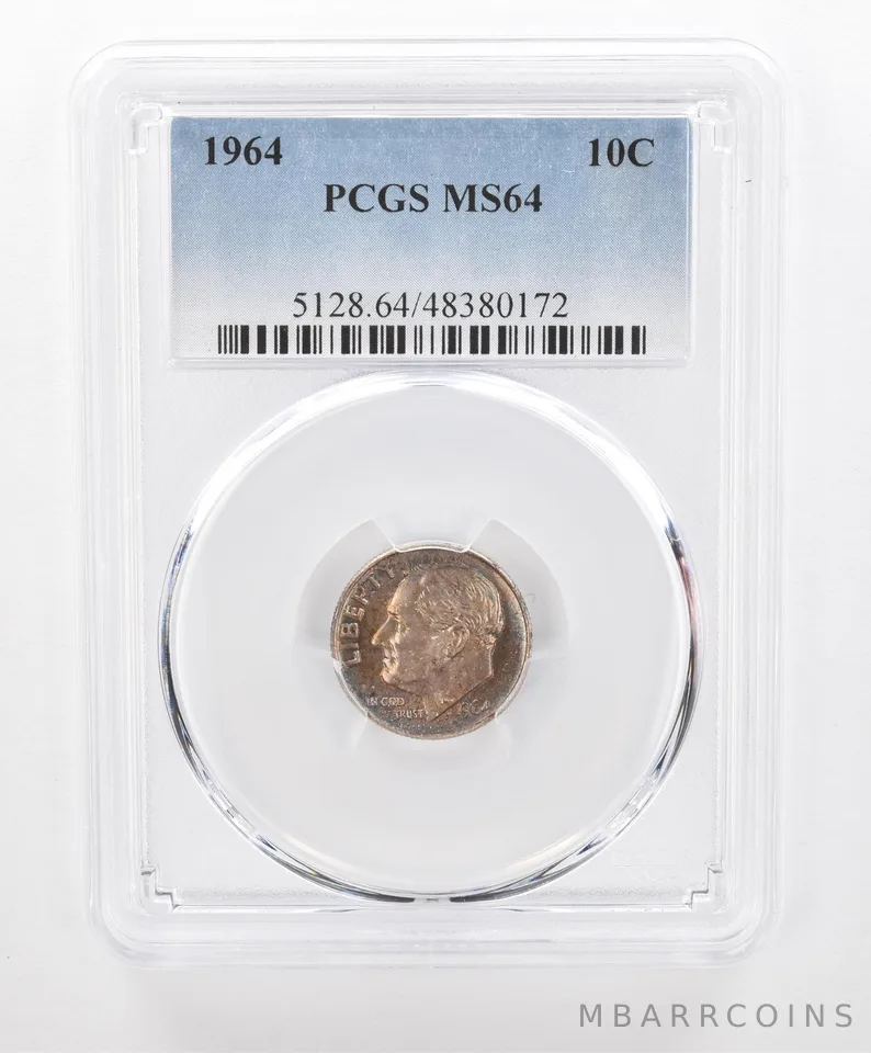 1964 Roosevelt Dime MS64 PCGS Beautiful Tone *2717