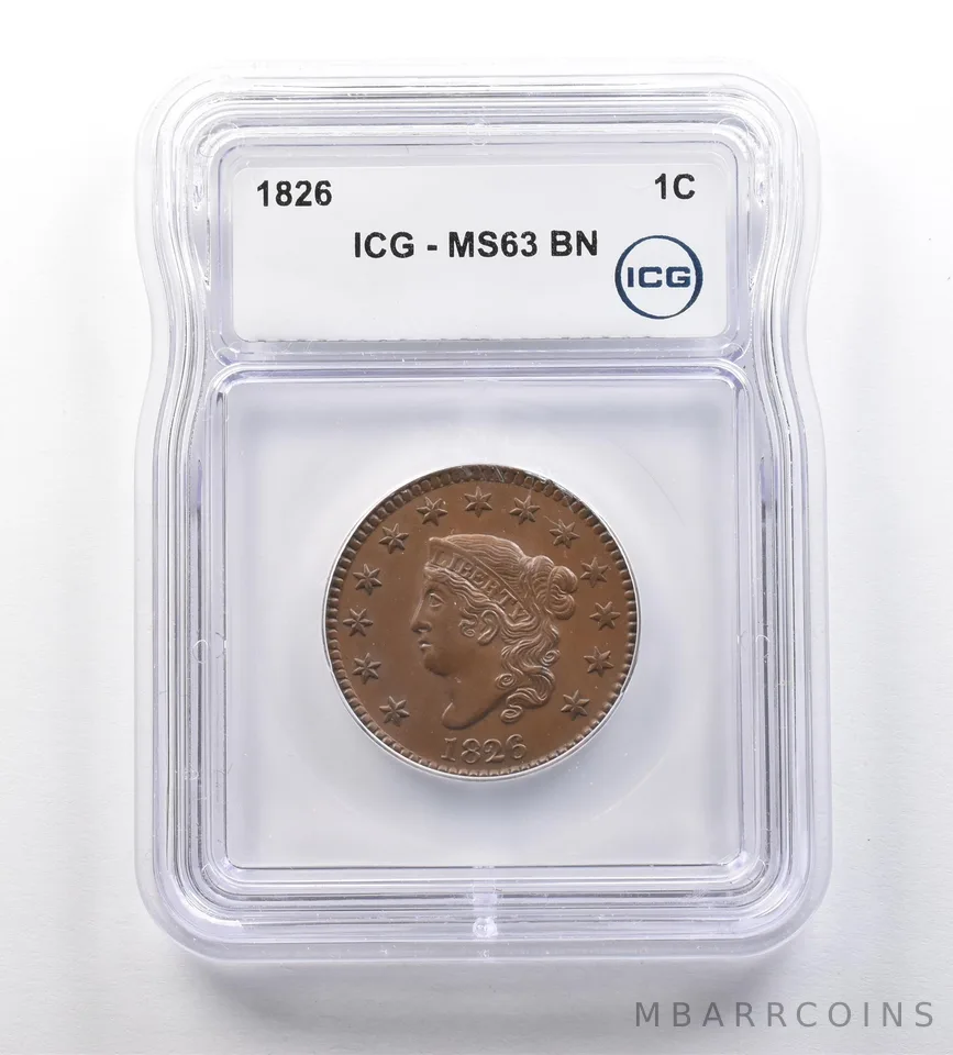 1826 Coronet Head Large Cent MS63 BN ICG *1037
