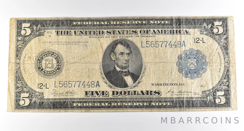 1914 $5 San Francisco CA FRN Large Note Blue Seal *3720