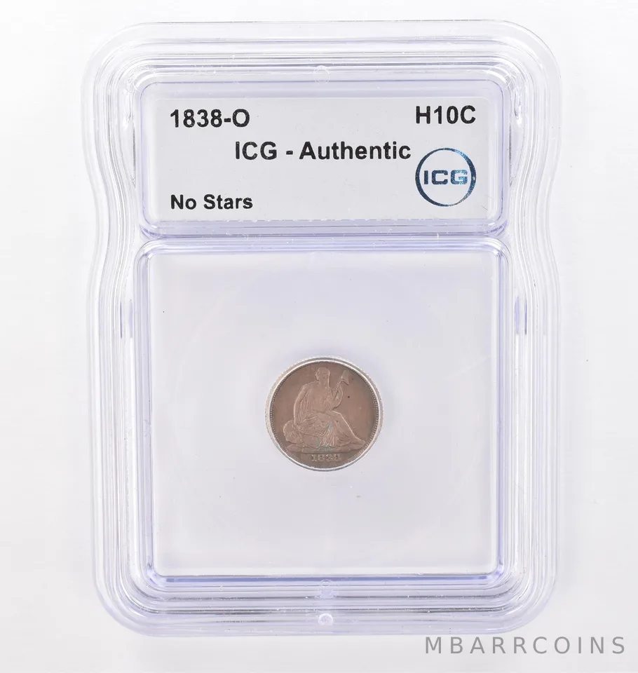 1838-O Seated Liberty Half Dime No Stars Authentic ICG Beautiful Tone *4290