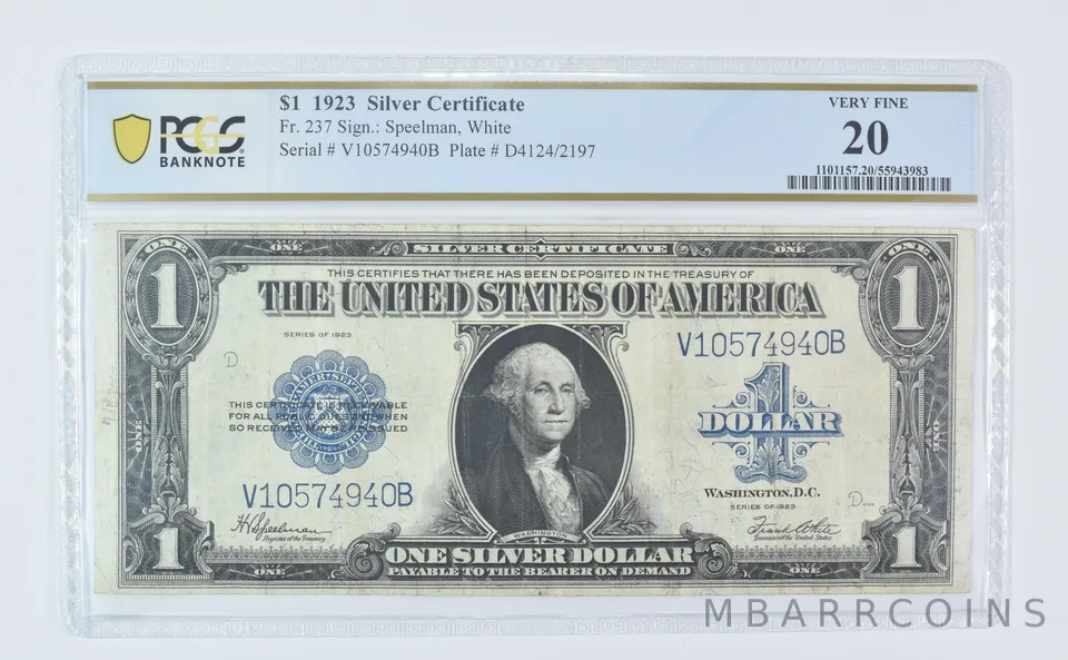 1923 $1 Silver Certificate Fr#237 Large Note Very Fine 20 PCGS a9529