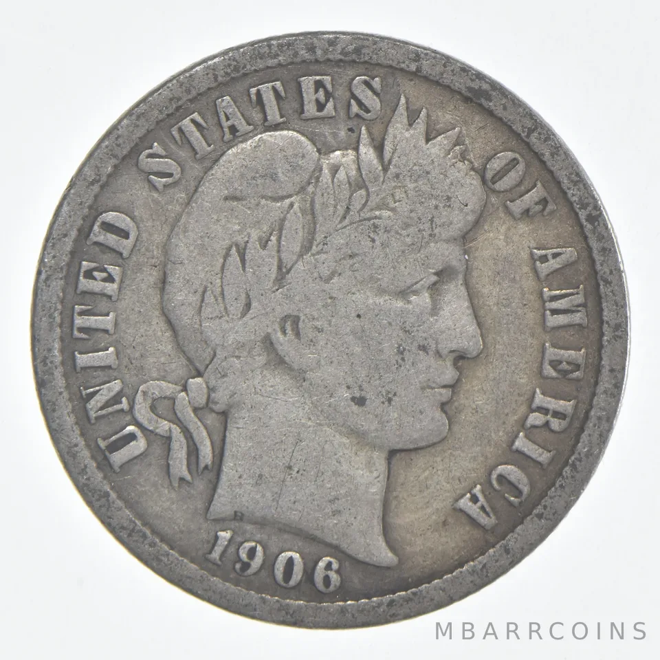 1906 (P) Barber Dime 90% Silver FINE Condition