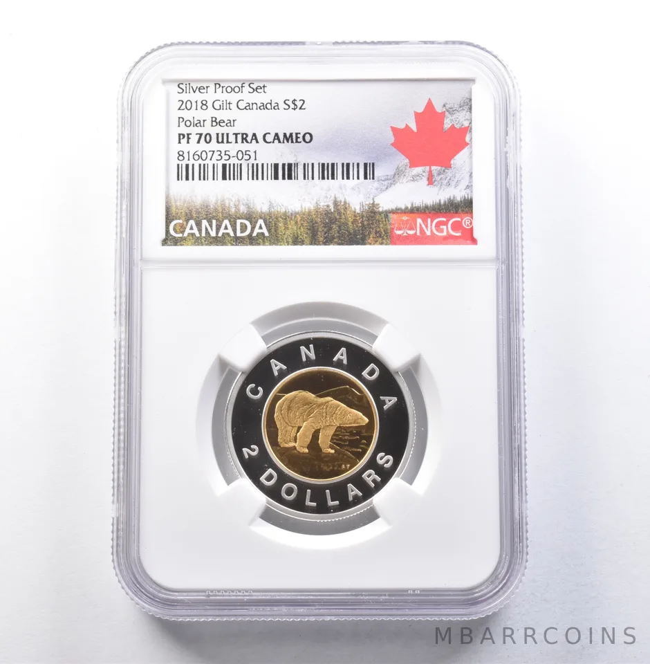 2018 Canada 2 Dollars Gilt Polar Bear Silver Proof Set PF70 UCAM NGC *5830