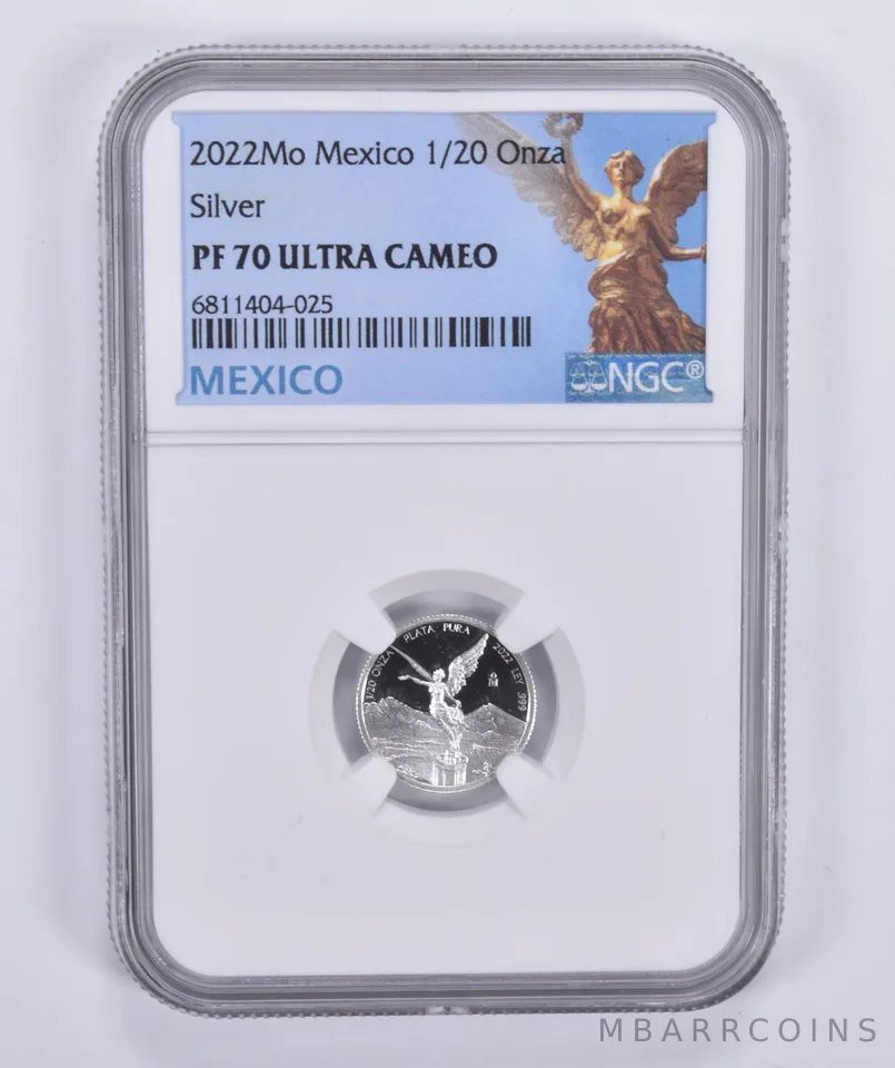 2022 Mexico 1/20 Onza Proof Silver PF70 NGC Mexico Lbl