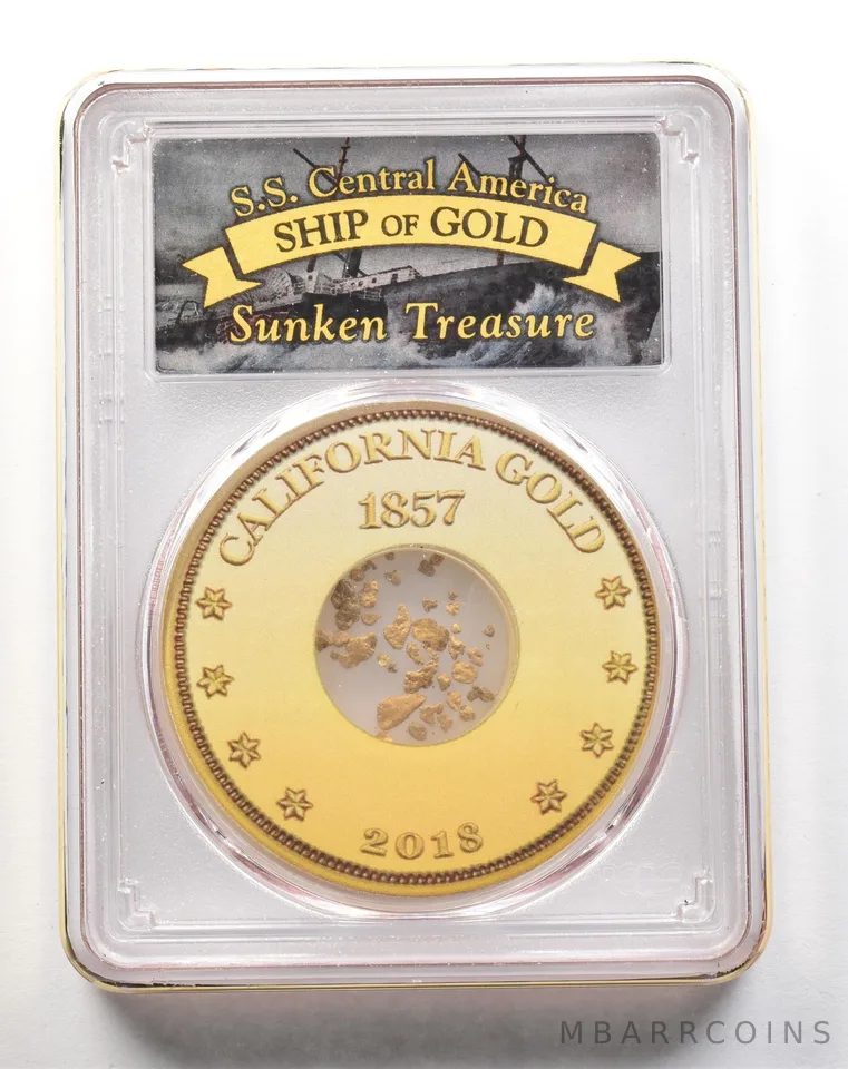 2018 1857 SS Central America California Gold Dust One Pinch PCGS a3868