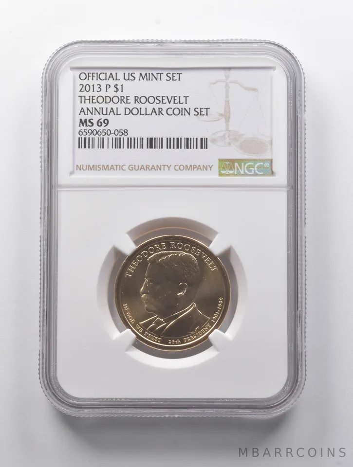 MS69 2013-P Theodore Roosevelt Presidential $1 Annual Dollar Coin Set NGC a9062