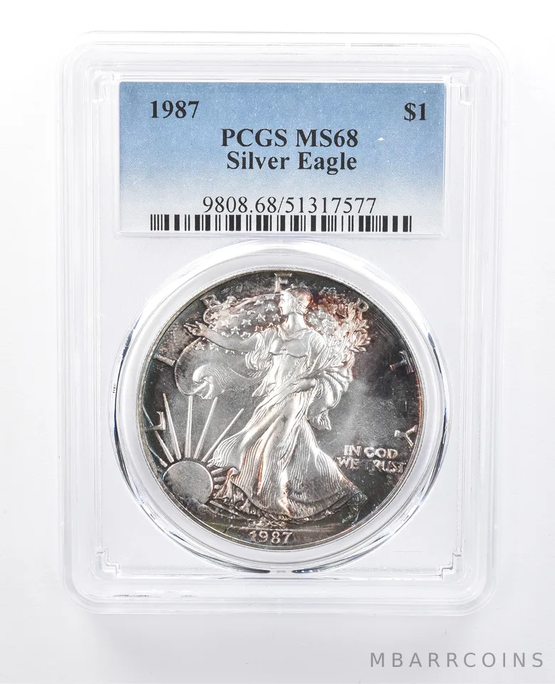 1987 American Silver Eagle MS68 PCGS Peripheral Tone *8190