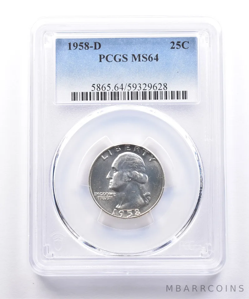 1958-D Washington Quarter MS64 PCGS Blue Label