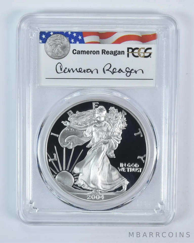 2004-W American Silver Eagle Cameron Reagan Signed PR69 DCAM PCGS