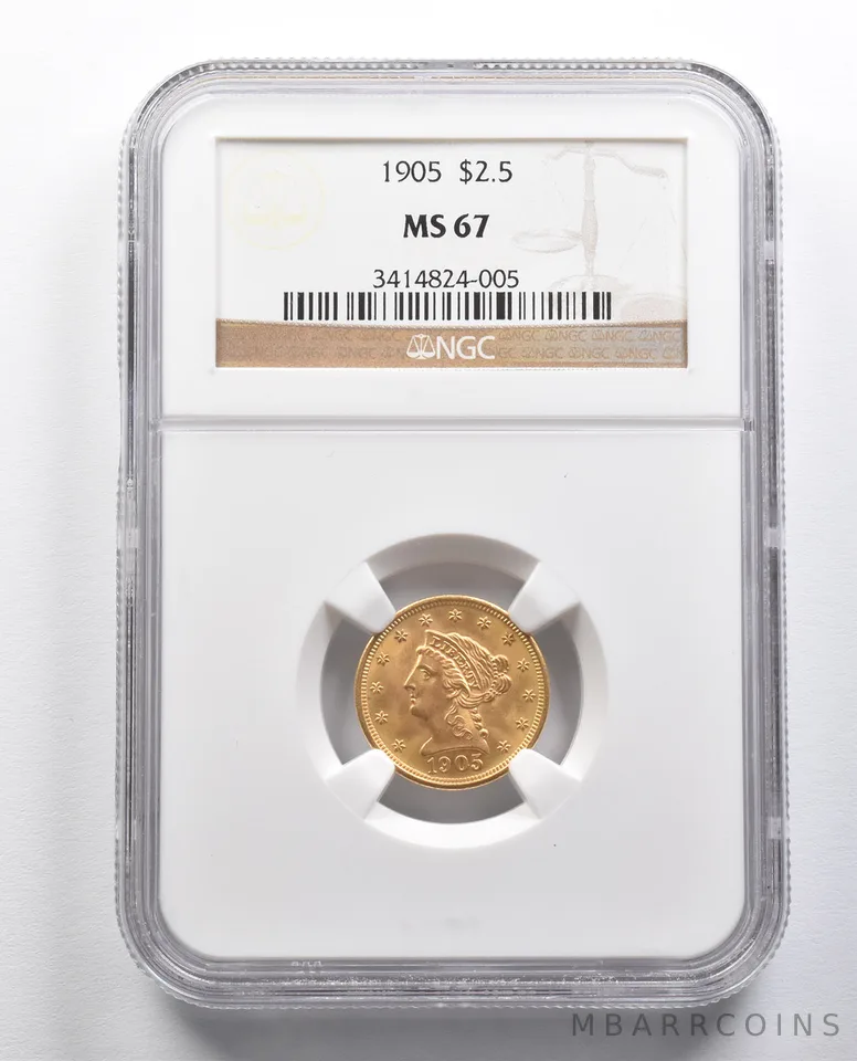 MS67 1905 $2.50 Liberty Head Gold Quarter Eagle NGC *9728