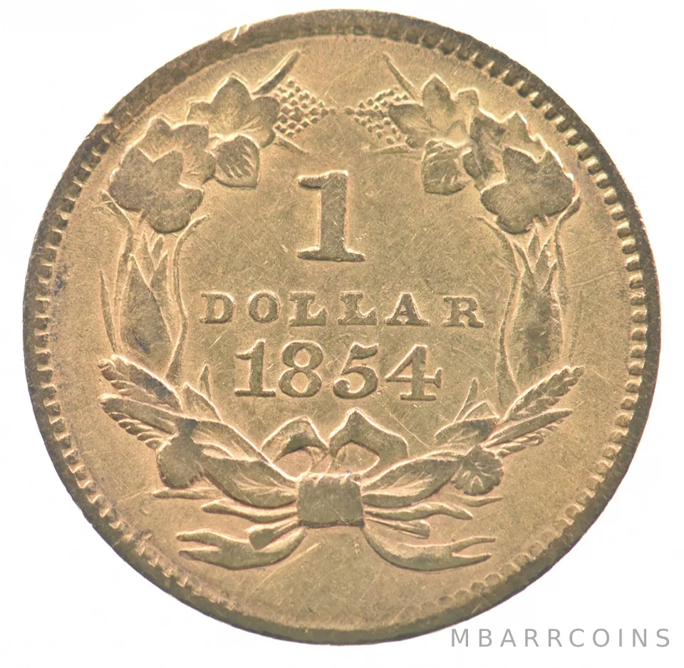 1854 $1 Indian Princess Head Gold Dollar a2386